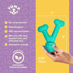 Yomp FunnyBone MAX: All-Natural Rubber Dog Toy, Nontoxic, Safe for Pet Play (Teal)