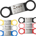 Anavia Slide On Silent Pet ID Tags, S/M/L/XL Personalized Multi-Color Silicone Band Cat Dog Name Tags, Customized Engraved Stainless Steel, Chew-Proof Quiet Dog Collar Tags (Small, Black)