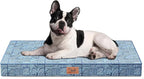 Outdoor Orthopedic Dog Bed for Medium Dogs & Cats, Waterproof Flat Pet Mat with Egg Crate Foam & Washable Removable Oxford Cover, 30x20 Inch, White Blue