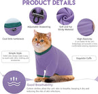 Sticky Cat Clothes Stretchy, Sphynx Hairless Sweater & Pajamas for Cats only, Soft Cat Onesie for Cats After Surgery Female Male & Hair Loss Prevention, Purple M