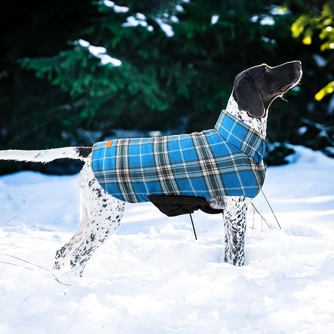 Kuoser Waterproof Dog Coat, Reversible Dog Jacket for Small Dogs, Adjustable Durable Doggie Winter Coat Warm Cozy Puppy Cold Weather Apparel from Small to Large Breed, Blue S
