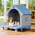 Dog House Outdoor Indoor, Weatherproof Insulated Dog House with Elevated Floor and Air Vents for Small to Medium Dogs,Easy Clean and Assemble (Blue1, 32.95" L×31.5" W×37.88" H)