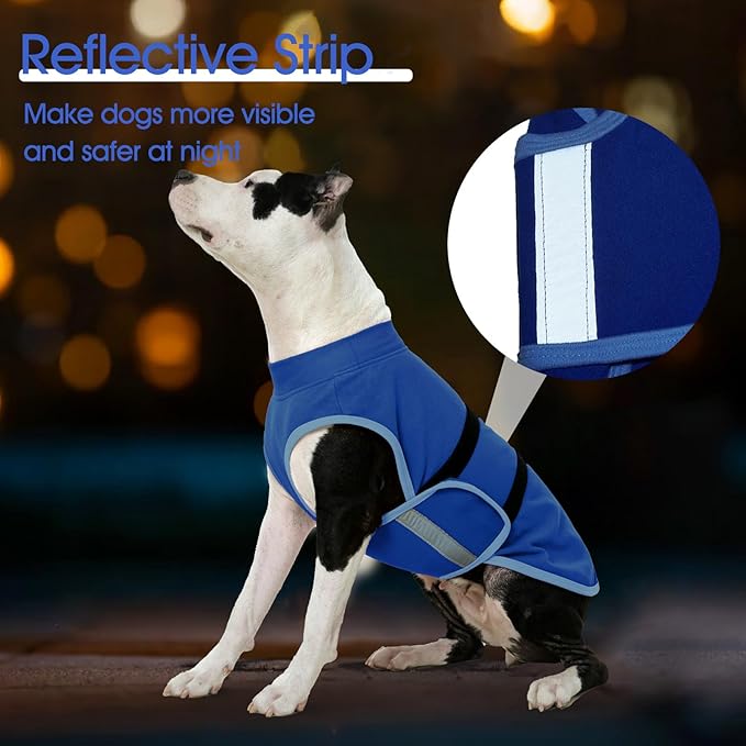 IDOMIK Warm Fleece Dog Sweater for Medium Dogs,Soft Winter Dog Fleece Jacket Coat for Fall Cold Weather,Adjustable Fleeced Vest with Reflective Strips,Pullover Pet Sweatshirt for Girl Boy Dogs,Blue,M