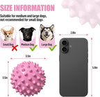 Apasiri Dog Toy Squeaky Ball: Bacon-Flavored Rubber Interactive Spiky Ball for Anxiety Relief, Indestructible Pet Toy for Medium/Large Dogs, 3.5-Inch-Perfect Party Gift - Pink