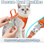 Cat Harness and Leash Set Escape Proof for Kitten Walking, Soft Adjustable Top Handle Vest Harnesses for Cats, Easy Control Breathable Reflective Small Medium Large, Orange, M