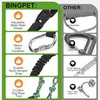 BINGPET Outdoor Dog Hanging Bungee Tug Toy,Heavy Duty Tether Tug of War Dog Toy with 2 Chew Rope Toys for Pitbull Small Medium Large Dogs Interactive Exercise and Fun Solo Play Outside