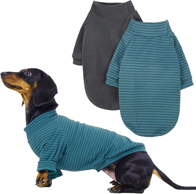 IECOii 2 Pack Dog Fleece Sweater for Small Dogs, Warm Dog Turtleneck with Stretch for French Bulldog, Cozy Fall Winter Pullover Dogs Sweatshirt with Sleeve, Indoor & Outdoor Sweaters for Walking, L