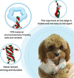 Christmas Puppy Teething Toy for Small & Medium Dogs (20–65lbs), TPR + Cotton Rope Chew Toy for Aggressive Chewers, Indoor & Outdoor Teeth Cleaning Toy for 2–12 Month Dog