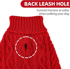 PUPTECK Dog Sweater, Turtleneck Warm Knitted Pullover Coat, Thick Cable Knitwear Clothes in Winter, Pet Apparel Outfits for Small Medium Dogs, for Cold Weather Indoor & Outdoor, Red SM