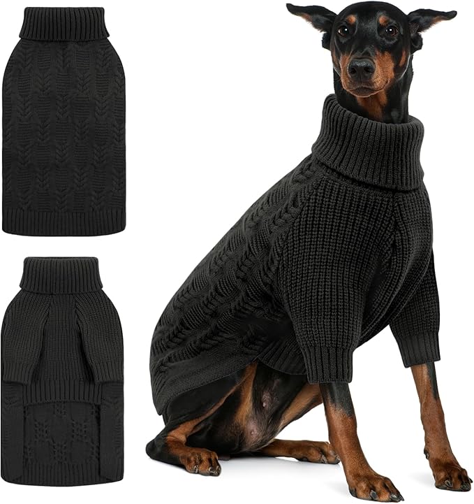 ASENKU XL Dog Sweater, Dogs Sweaters for Extra Large Dogs Girls Boys, Fall Winter Turtleneck Pullover Pet Christmas Sweatshirt for Beagle Corgi (Grey,XL)