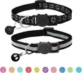 BANMODER 2 Pack Reflective Cat Collar Breakaway with Bell,Personalized Kitten Collars,Adjustable Safety Buckle Collar for Male Cats Girls & Boys (Black)