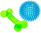 Spiky Ball and Bone for Small Dogs - Puppy Teething Toys Bone Dog Toy Set for Smart Newborn Pet - Doggy Interactive Chew Mini Dental