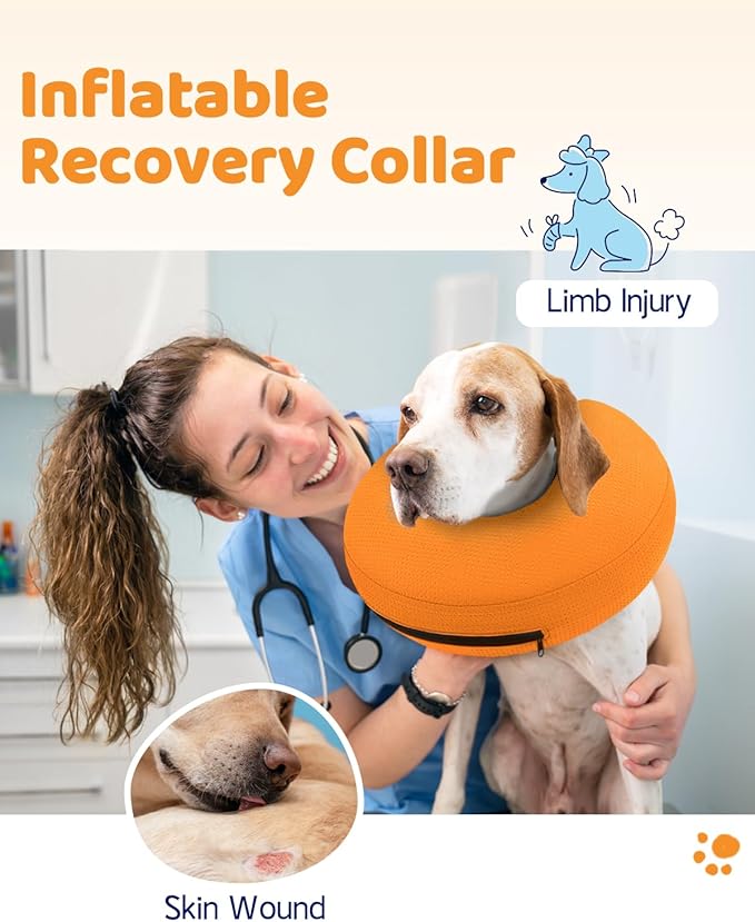 Supet Inflatable Dog Cone Collar for Large Medium Small Dogs, Soft Cone Collar for Dogs Puppies Cats, E Collar Pet Cone Alternative After Surgery