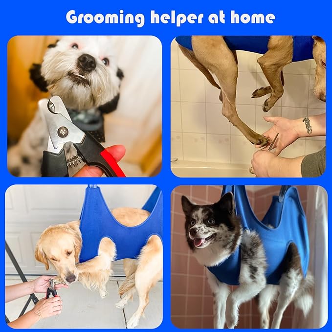 Guzekier Dog Grooming Hammock for Trim Nail, Dog Sling for Grooming, Dog Hammock Restraint Bag with Nail Clippers/Trimmer, Nail File, Pet Comb,Ear/Eye Care (Weight: 20-45 LBS)