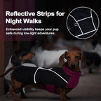 Lelepet Dachshund Coat Warm Dog Winter Coat Waterproof Dog Jacket with Fleece Lining, Reflective Outdoor Dachshund Snowsuit with Leash Hole Adjustable Neckline,Coats for Small Medium Dogs,Purple, S