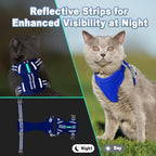 Cat Harness and Leash Set Escape Proof for Kitten Walking, Soft Adjustable Top Handle Vest Harnesses for Cats, Easy Control Breathable Reflective Small Medium Large, Sapphire Blue,XS