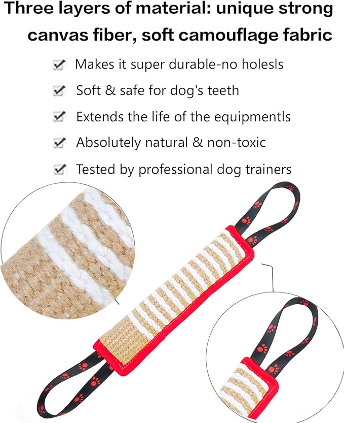 Clysoru Dog Tug Toy Dog Tough Jute Bite Pillow Lasting Training Equipment Puppy to Large Dogs Interactive Toy for Large Dogs and Small Dogs