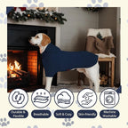 Basic Dog Hoodie, Soft Premium Quality Dog Hoodie Sweater with Leash Hole and Pocket, Cotton Doggy Puppy Sweatshirt Fashion Outfit for Dogs Puppy Small Medium Large - Navy Blue (X-Large)