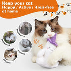 Halloween Catnip Toys, Flapping Ghost Catnip Toy, Interactive Kitten Exercise Toys for All Cat Breeds Play Alone, Never Boredom