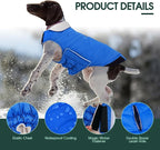 Kuoser Dog Coat Medium, Cold Weather Reflective Waterproof Dogs Jacket with Warm Fleece Lining, Turtleneck Dog Winter Coat with Zipper, Doggy Snow Jacket Pet Coats for Small Medium Large Dogs, Blue M