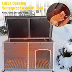 Aivituvin Large Heated Dog House, Outdoor Kennel with Insulation Liner, 59 Inch, Iron Frame Construction, Winter Weatherproof Design, Built-in Heater，Grey
