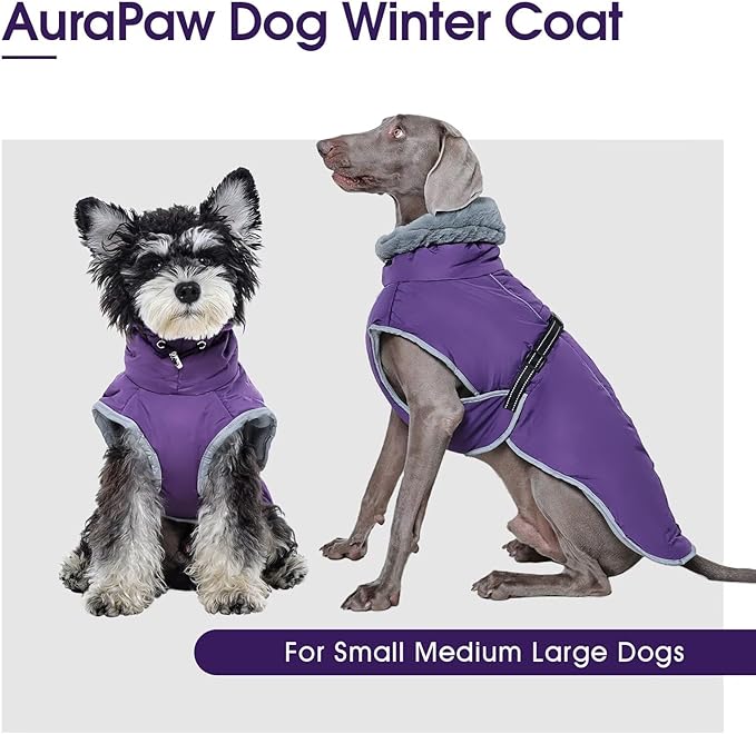 Dog Coat for Large Dogs,XL Dog Winter Jacket,Warm Turtleneck Dogs Coat with Reflective,Pet Vest Water-Resistant Doggy Snowsuit Snow Jacket,Winter Waterproof Windproof Pet Vest Coats,Purple,XL