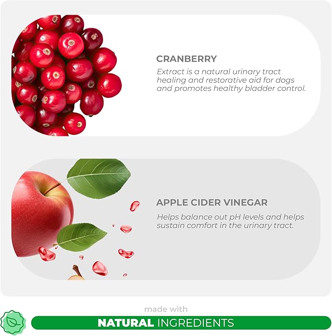 Cranberry for Dogs - Urinary Tract Support, Bladder Health, Dog UTI, Bladder Stones, Incontinence Support (Tablet)