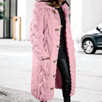 LOAIHA Women Chunky Cable Knit Long Sleeve Cardigan Fall Winter Trendy Oversized Button Down Sweaters Outerwear with Pocket