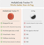 Molly&Cody GPS + Bluetooth Pet Tracker for Cats & Dogs – Real‑Time Tracking, Virtual Fence, IP67 Waterproof, Up to 60‑Day Battery, Health Monitoring, iOS/Android – 3‑Month Subscription Included (Gold)