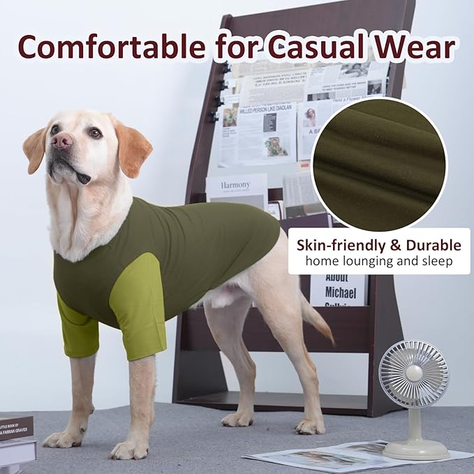 2 Pack X-Large Dog Shirts - Breathable Lightweight Durable Tees, Durable Moisture-Wicking Clothes for Beagle, Bullmastiff, Sleeping Hot Summer Day Outdoor Activities, Travel, Seaside, Green