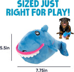 goDog Action Plush Shark Animated Squeaky Dog Toy with Chew Guard Technology, Durable Fabric and Wiggling Tail & Squeaker for Active Play, Blue, One Size