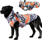 Dog Coat Dog Winter Jacket-Large, Warm Dog Coat Zip Up Snowsuit Dog Harness Vest Reflective Water-Resistant Dog Coat Dog Snow Jacket for Large Dogs French Bulldog, Pug, Orange-Camouflage