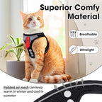 Cat Harness and Leash Set for Walking Escape Proof, Soft Adjustable Kitten Harness Breathable Mesh with Reflective Strips Harness for Kitty Puppy Bunny (Black, Large)