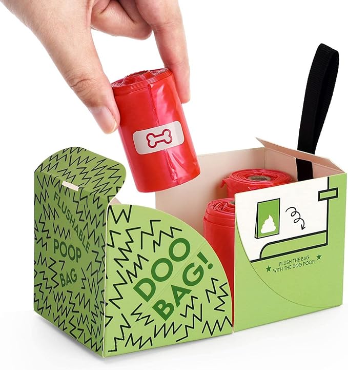 FLUSHABLE dog poop bag - 100% biodegradable - 100% water soluble dog waste bag - eco friendly