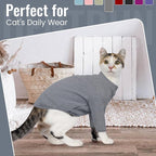 DENTRUN Sphynx Hairless Cats Shirt Pullover Kitten T-Shirts, Breathable Cat Wear Turtleneck Sweater Adorable Cat's Clothes Vest Pajamas Jumpsuit