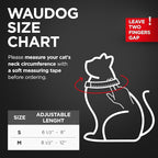 WAUDOG Ultra Soft Rolled Leather Cat Collar with Removable Bell, Safety Elastic Strap and QR ID Tag - Soft Padded for Small, Medium, and Large Cats - Round Kitten Collar for Male and Female Cats