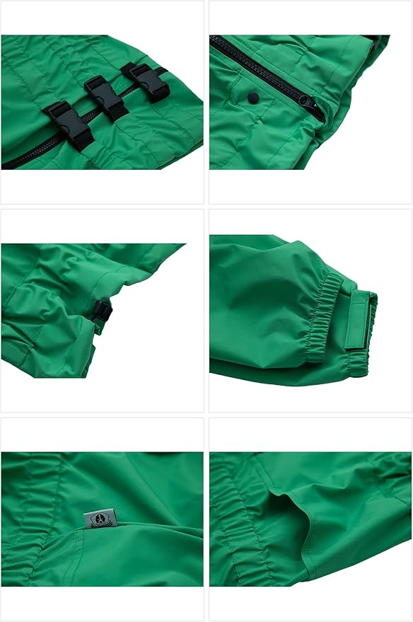 Dogs Waterproof Jacket, Lightweight Waterproof Jacket Reflective Safety Dog Raincoat Windproof Snow-Proof Dog Vest for Small Medium Large Dogs Green M