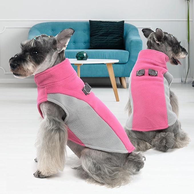 KOOLTAIL Small Dog Sweater - Dog Fleece Vest Jacket with Leash D-Ring for Small Medium Dogs, Soft Pullover Winter Warm Cold Weather Coats, Pet Fall Clothes Outfit for Puppy Cat Boys & Girls, Pink XS