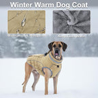 Dog Coat, Warm Dog Winter Coat for Large Dogs, Waterproof Jacket with Harness Built in, Reflective Turtleneck Cold Weather Coats with Zipper,Pet Fleece Vest Snow Jacket, Brown XL