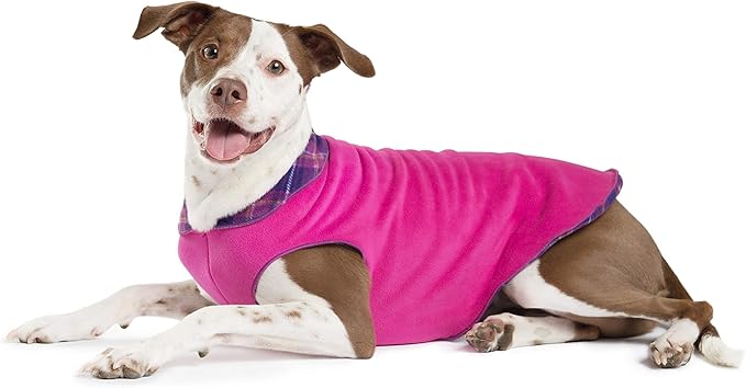 Goldpaw Duluth Double Fleece Dog Sweater Vest for Medium Dogs - Soft, Stretchy Dog Fleece - Warm Pet Jacket for Fall and Winter - Premium Pet Outerwear - Machine Washable - Mulberry/Fuchsia - Size 20