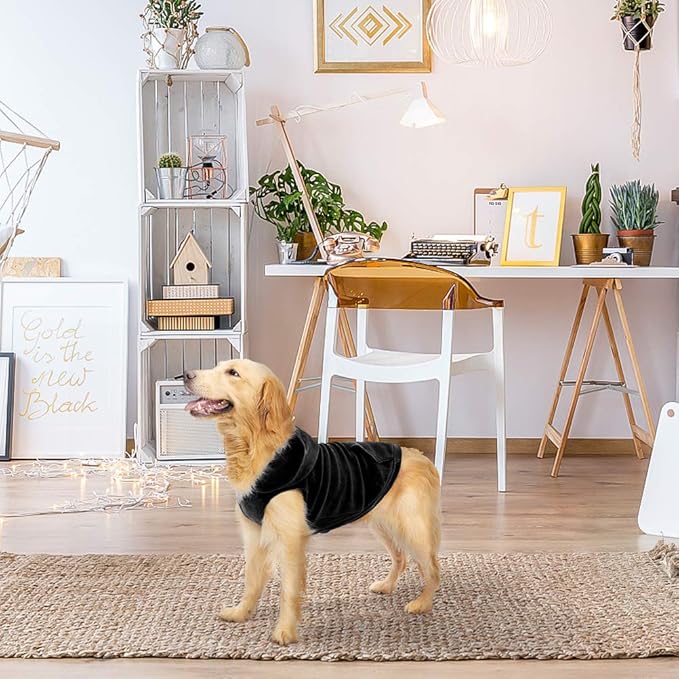EXPAWLORER Dog Hoodie Fleece Sweater Vest, Hooded Dog Sweatshirt Fall Winter Pet Clothes with Leash Hole, Sleeveless Warm Cozy Puppy Clothing for Cat Small Medium Large Dogs Girl Boy, Black XL