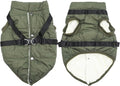Dog Jacket with Harness,Fleece Lined Warm Puppy Coat for Winter,Soft Windproof Small Dog Vest,Green S