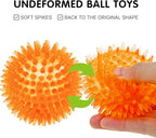 SHARLOVY Squeaky Balls for Pet Small Puppy, TPR Fetch Spike Balls for Dogs, Rubber 6 Pack Bright Colors Chew Teething Dog Toys