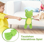 Dog Toys, Dog Squeaker Toys with Crinkle Paper, Stuffed Animal Dog Plush Chewing Toy, Cotton Rope Interactive Toys for Puppy, Small, Middle Dogs (Green Frog)