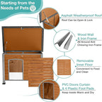 Indoor Outdoor Dog House,Anti-Chewing Iron Frame Dog Kennel,Wood Warm Pets Home,Weatherproof Outside Shelter for Feral Animal 33.5" (L) X 22" (W) X 25.2" (H) Brown