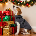 Kuoser Dog Coat Warm Fleece Lining Turtleneck Dog Jacket with Harness Built-in, Adjustable Windproof Cold Weather Coats with Quick Release Buckle Pet Winter Snowsuit for Small Dogs, Grey S