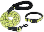 Nylon Dog Leash for Medium Large Dogs, 5-FTReflective Heavy Duty Leash with Comfortable Handle & Poop Bag Dispenser Ring, 1/2 Inch Wide, Secure Reinforcement for Walking (Green, L)