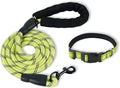 Nylon Dog Leash for Medium Large Dogs, 5-FTReflective Heavy Duty Leash with Comfortable Handle & Poop Bag Dispenser Ring, 1/2 Inch Wide, Secure Reinforcement for Walking (Green, M)