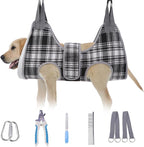 BEAUTYZOO Dog Grooming Hammock, Medium Dog Sling for Nail Trimming, Dog Hanging Harness for Claw Care with Thick Fabric Neck Support Wide Strap Restraint Cat Grooming Hammock, Black M