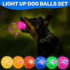 6 Pack 2.5" Light Up Squeaky Dog Balls, Spiky Dog Toy Balls for Puppy Small,Medium Dogs